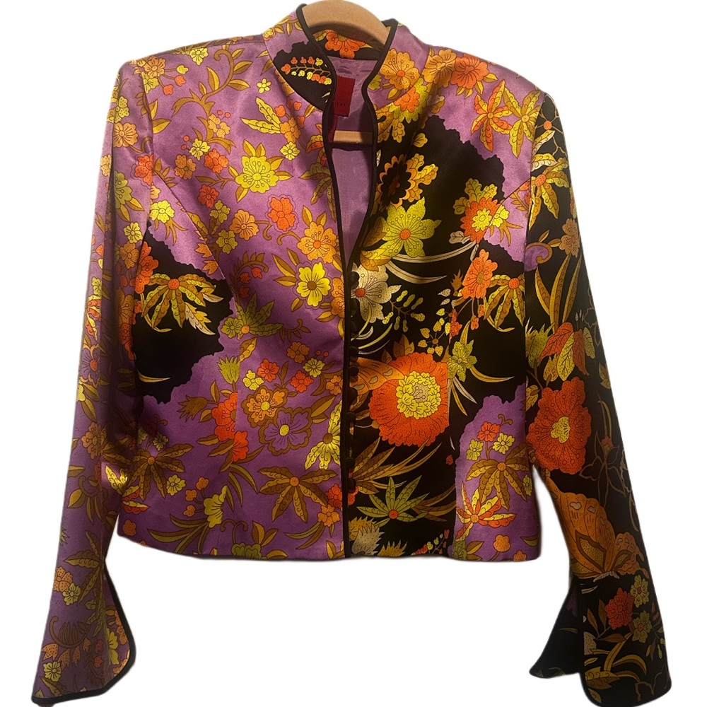 Silk jacket Asian style floral size l/xl